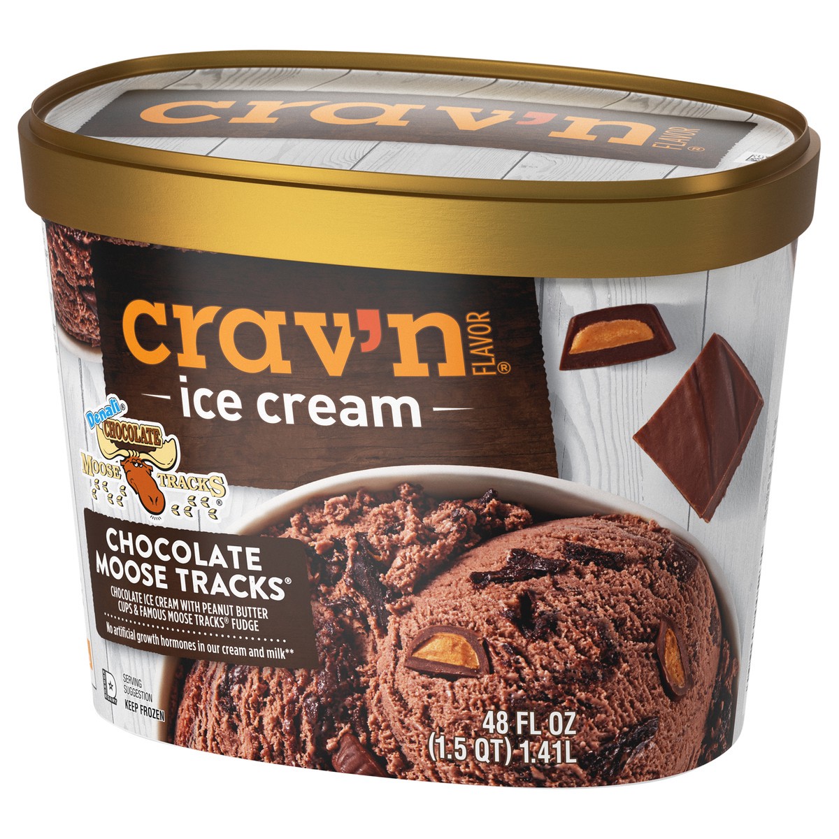 slide 2 of 4, Crav'n Flavor Chocolate Moose Tracks Ice Cream 48 fl oz, 48 fl oz
