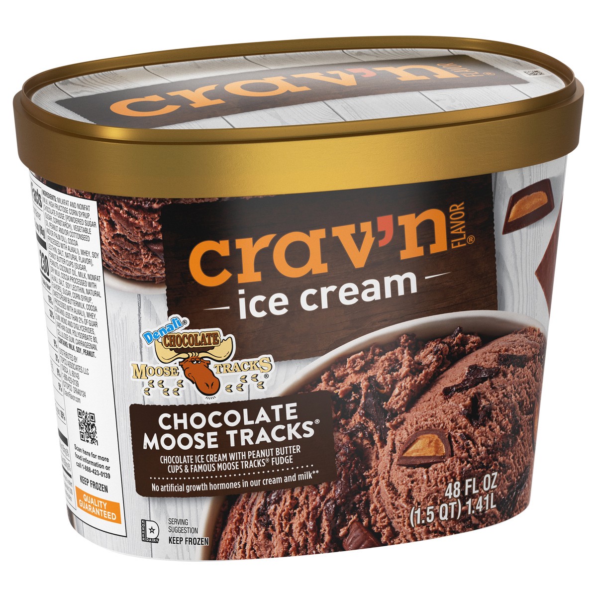 slide 4 of 4, Crav'n Flavor Chocolate Moose Tracks Ice Cream 48 fl oz, 48 fl oz