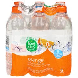 Food Club Orange Purified Water Beverage - 6 x 16.9 fl oz Bottles