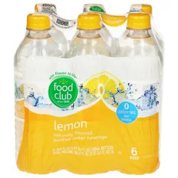Food Club Lemon Purified Water Beverage 6 ea