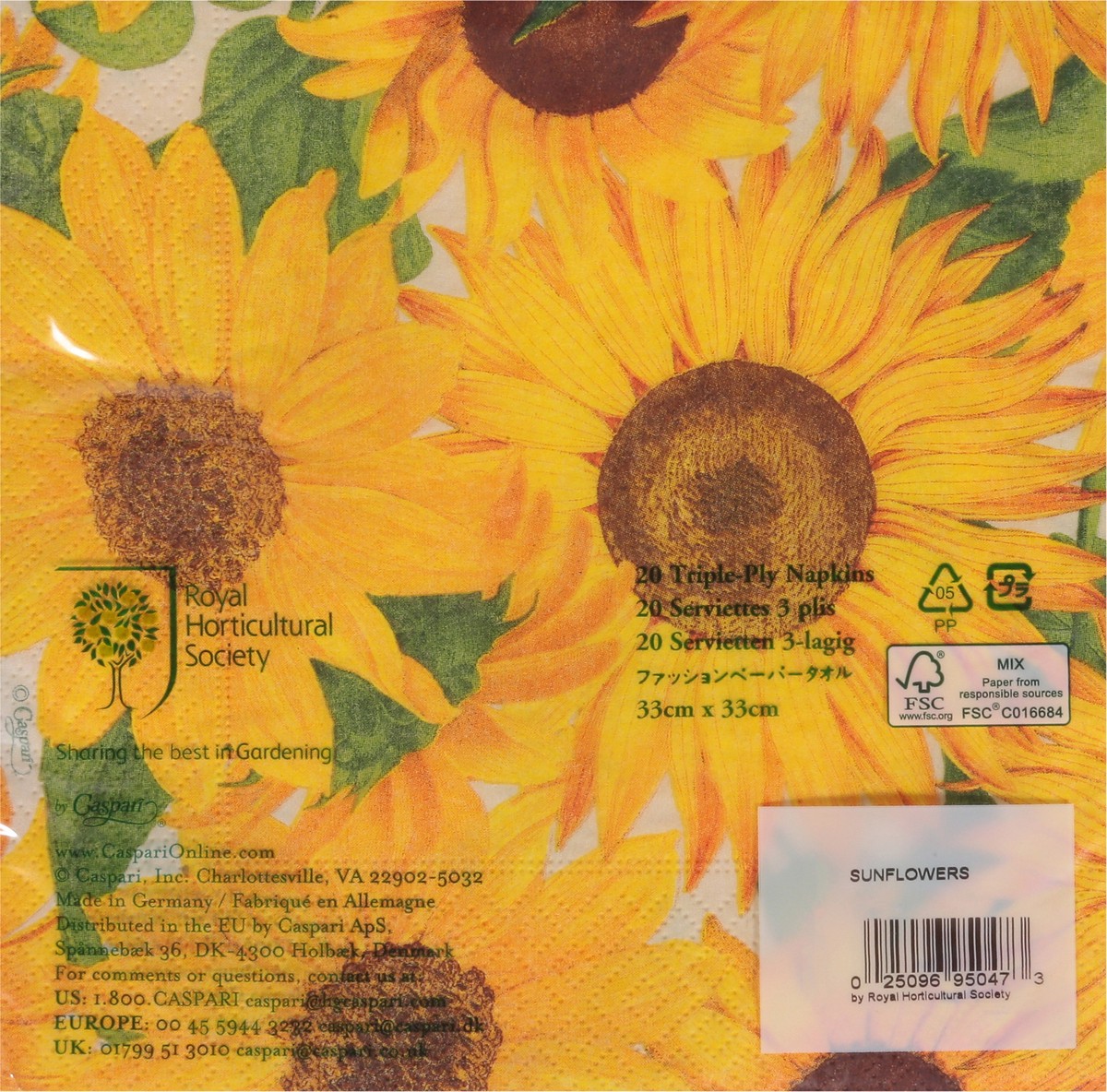 slide 5 of 9, Caspari Triple-Ply Sunflowers Napkins 20 ea, 1 ct