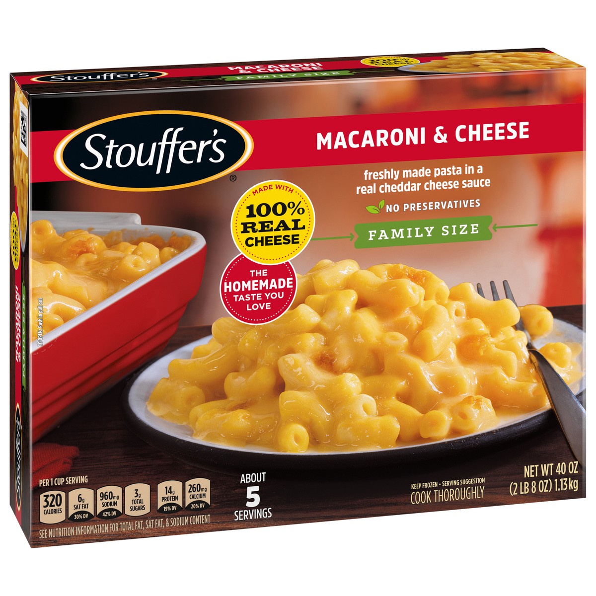 slide 2 of 9, Stouffer's Frozen Family Size Macaroni & Cheese - 40oz, 40 oz