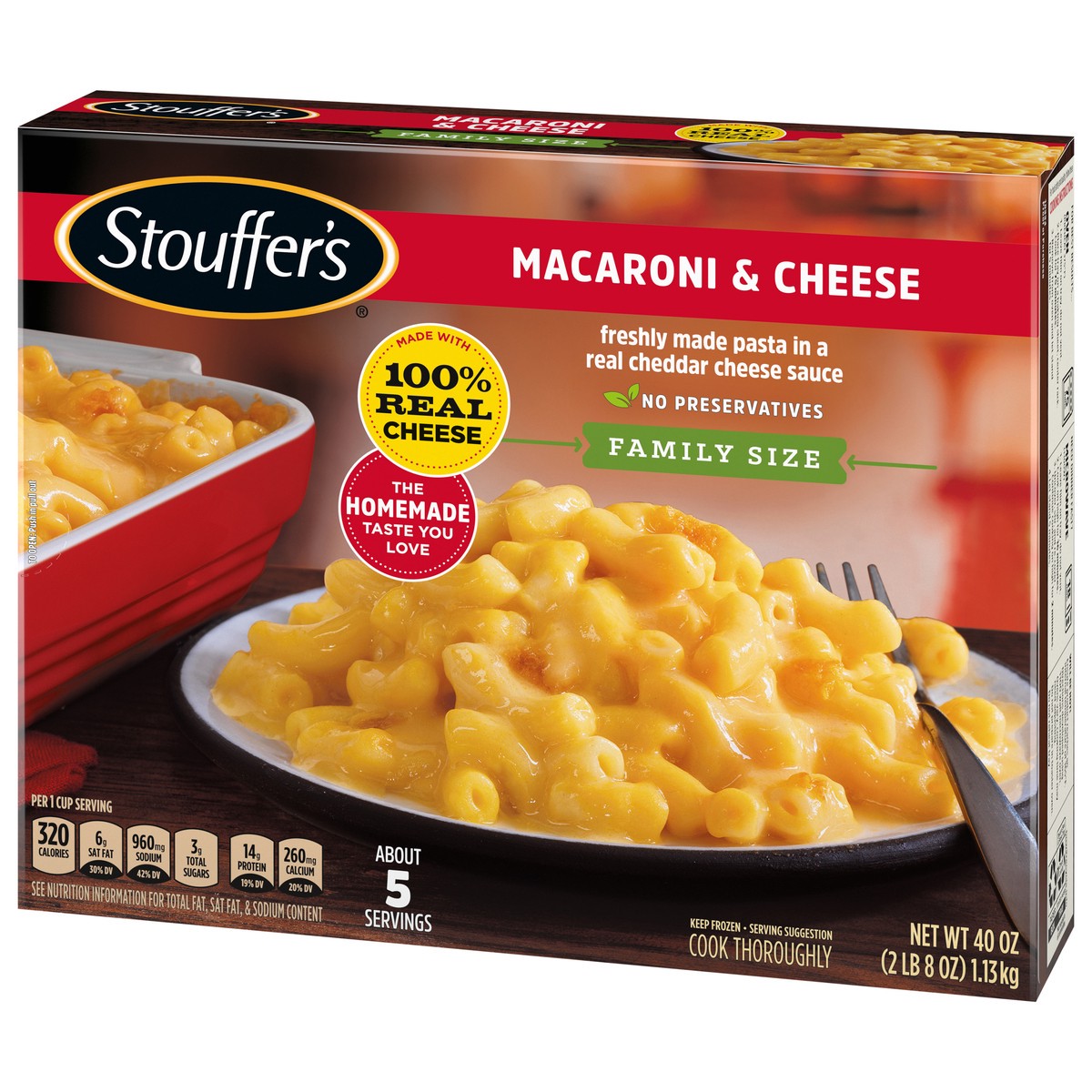 slide 3 of 9, Stouffer's Frozen Family Size Macaroni & Cheese - 40oz, 40 oz
