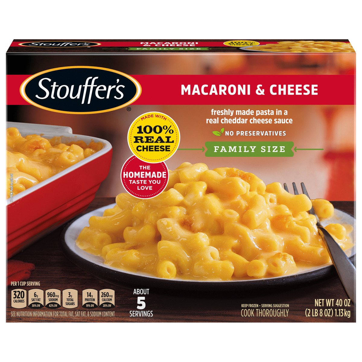 slide 1 of 9, Stouffer's Frozen Family Size Macaroni & Cheese - 40oz, 40 oz