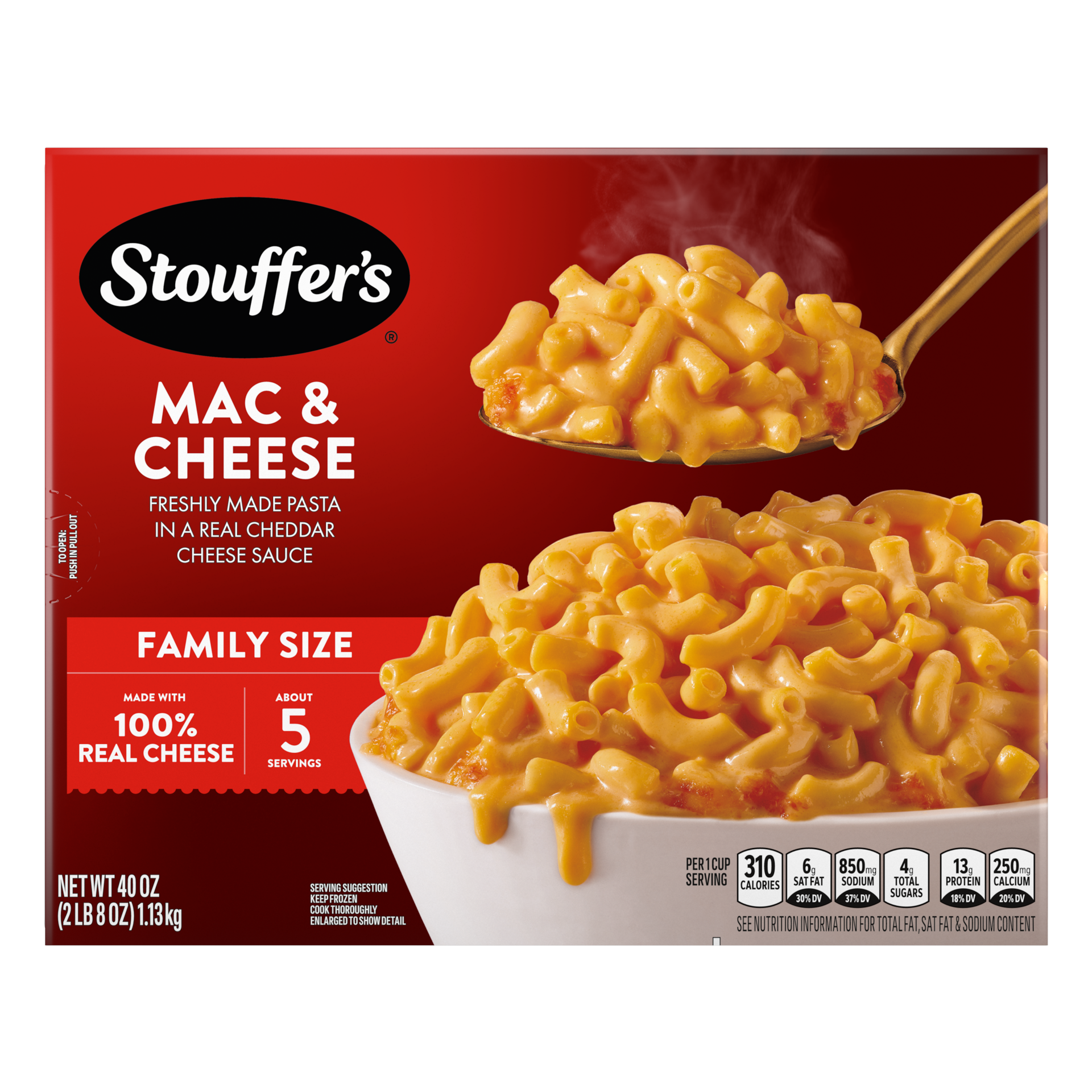 slide 1 of 9, Stouffer's Stouffer''s Family Size Macaroni and Cheese Frozen Meal, 40 oz