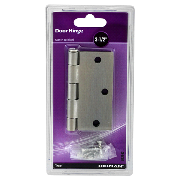 slide 1 of 1, Hillman Square Hinge Satin Nickel, 3-1/2", 1 ct