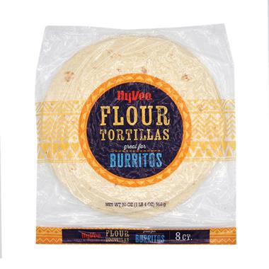 slide 1 of 1, Hy-Vee Tortilla 10" Flour Burrito, 8 ct