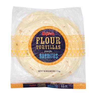 slide 1 of 1, Hy-Vee Tortilla 10" Flour Burrito Family Size, 16 ct