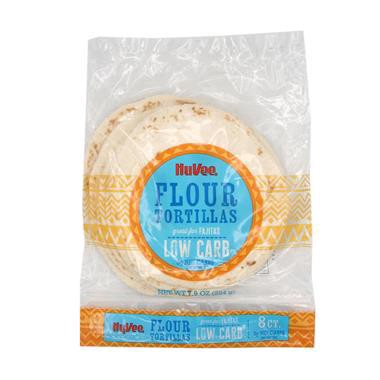 slide 1 of 1, Hy-Vee Flour Tortilla Great For Fijitas, Low Carb, 8Ct, 1 ct