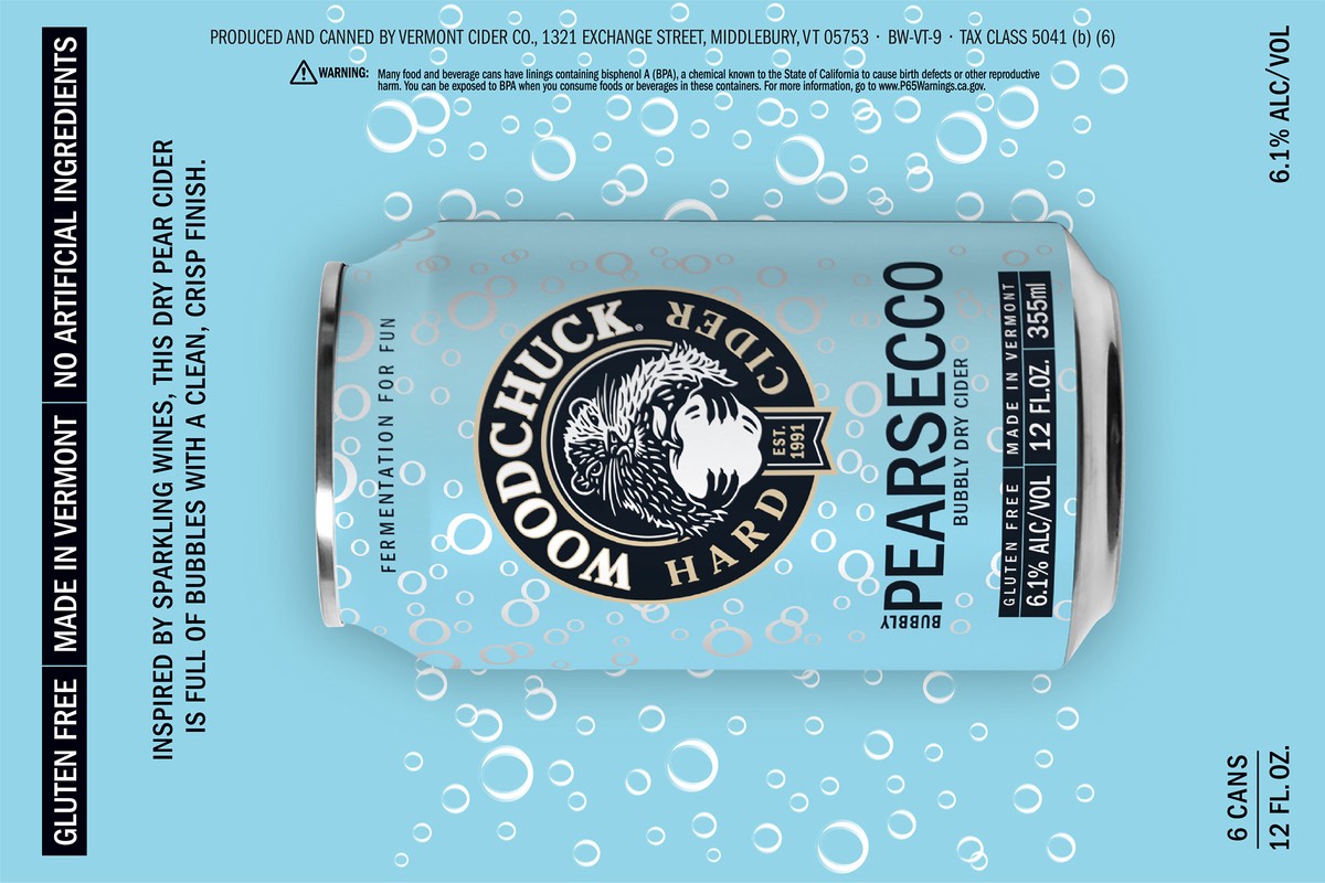 slide 8 of 10, Woodchuck Hard Cider - Bubbly Pearsecco 6 Pack, 12oz Can, 6 ct; 12 oz