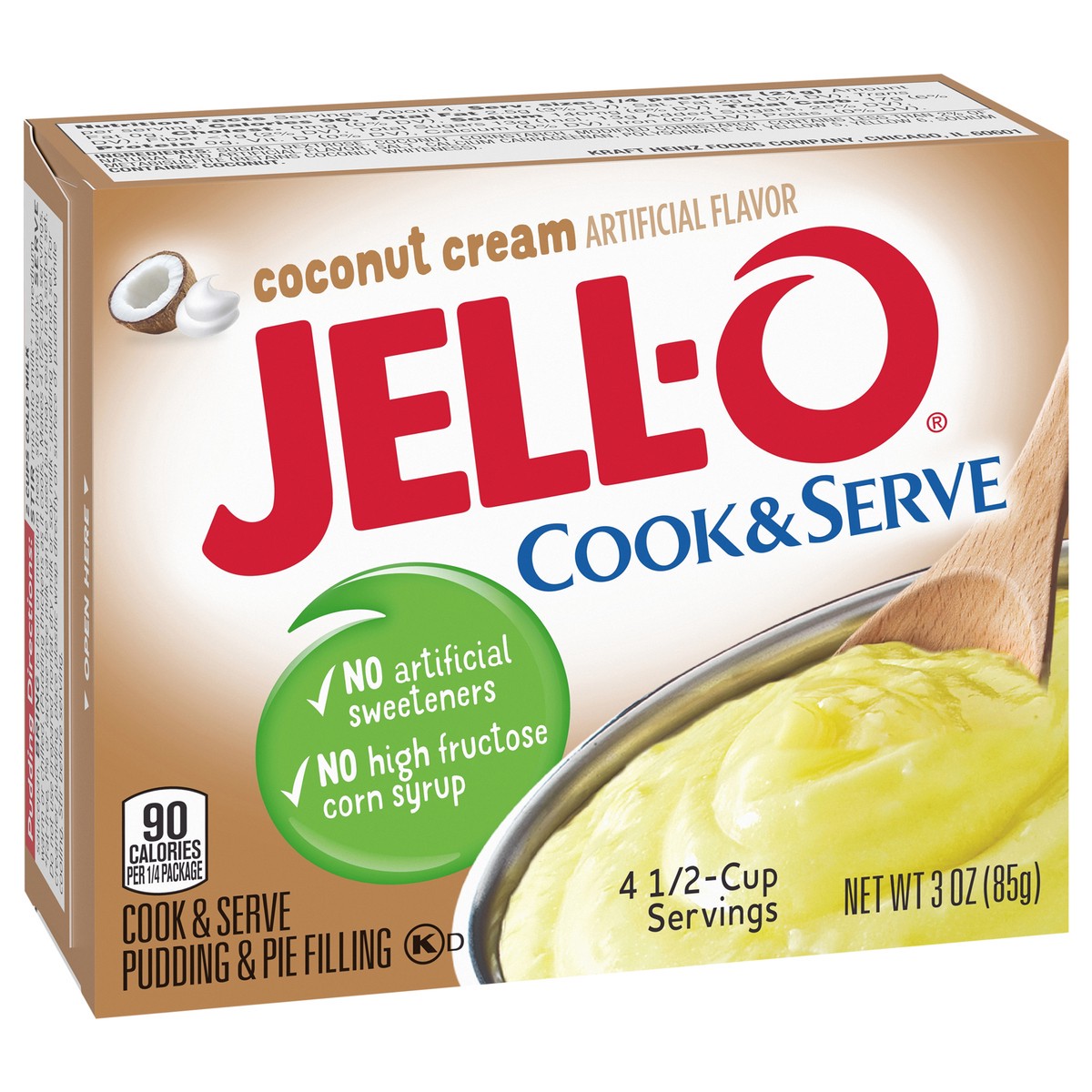 slide 8 of 9, Jell-O Cook & Serve Coconut Cream Pudding & Pie Filling Mix, 3 oz Box, 3 oz