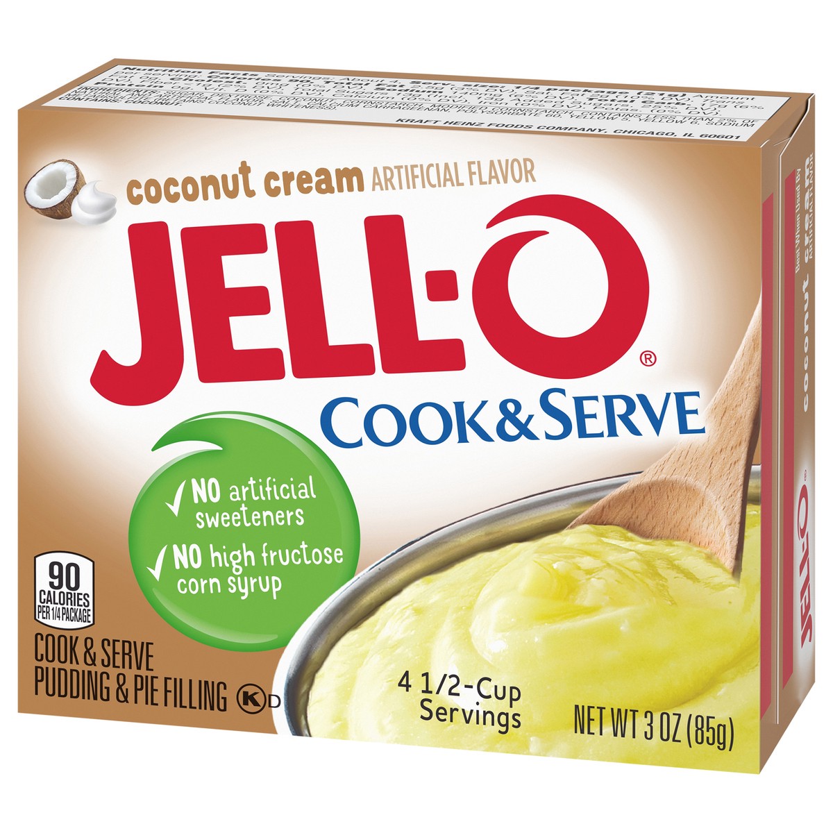 slide 3 of 9, Jell-O Cook & Serve Coconut Cream Pudding & Pie Filling Mix, 3 oz Box, 3 oz