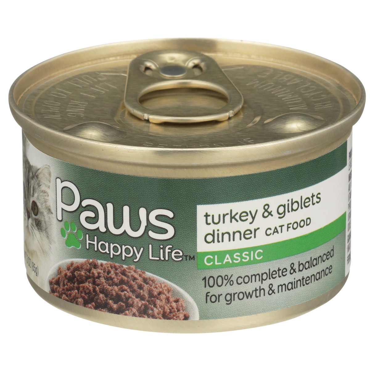 slide 7 of 11, Paws Happy Life Turkey & Giblets Dinner Classic Cat Food, 3 oz