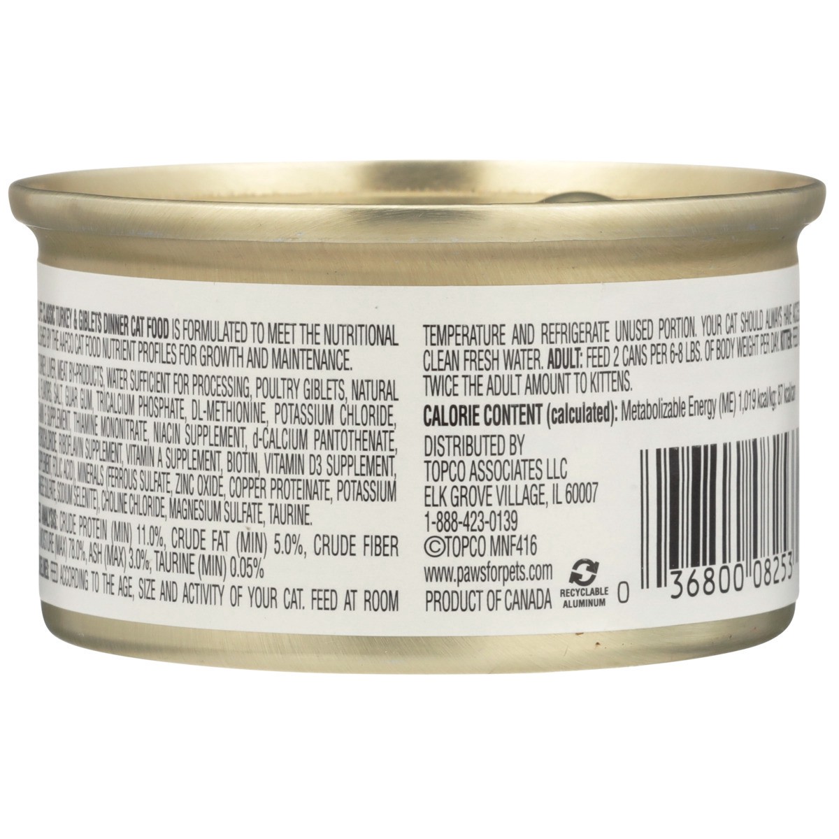 slide 4 of 11, Paws Happy Life Turkey & Giblets Dinner Classic Cat Food, 3 oz