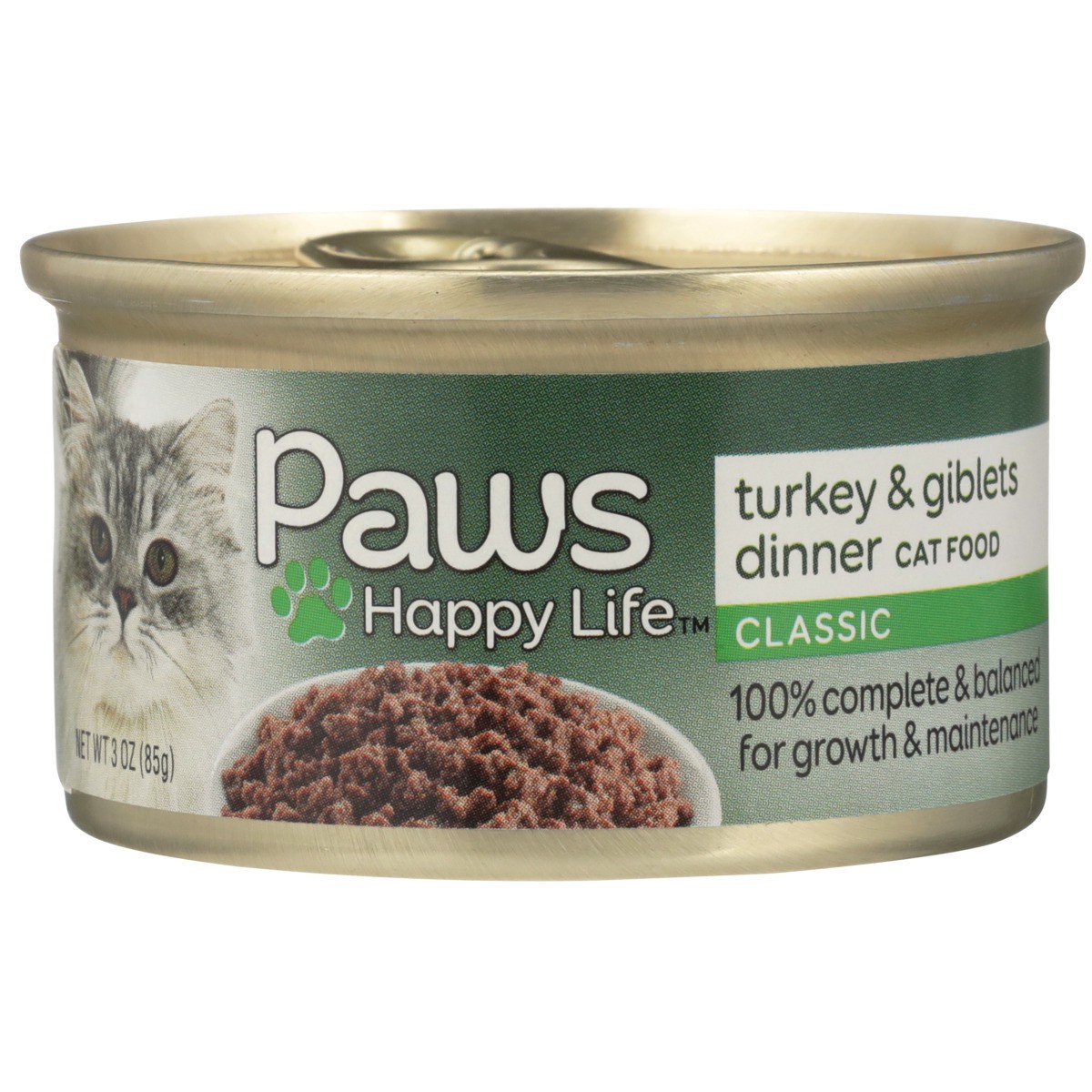 slide 11 of 11, Paws Happy Life Turkey & Giblets Dinner Classic Cat Food, 3 oz