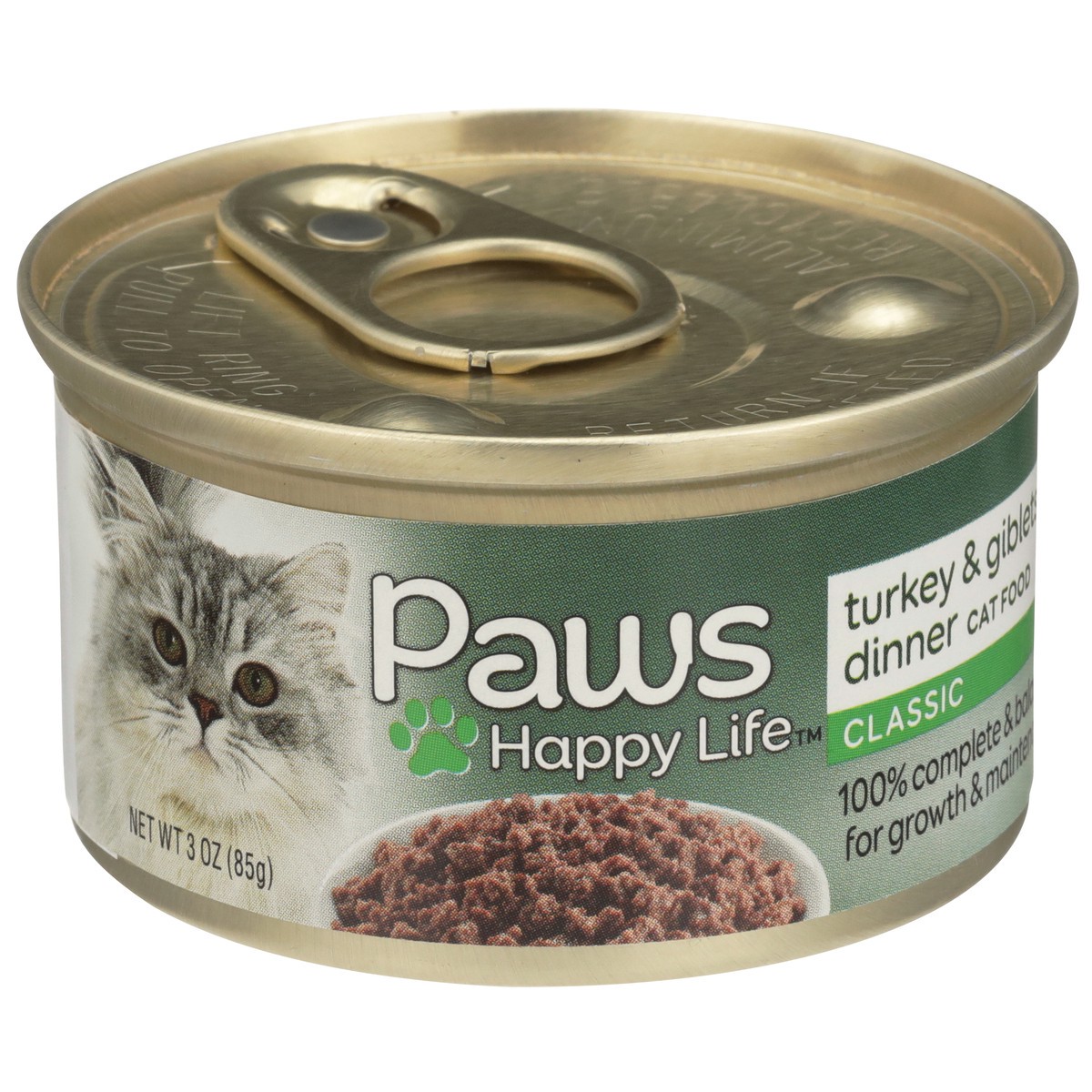 slide 10 of 11, Paws Happy Life Turkey & Giblets Dinner Classic Cat Food, 3 oz