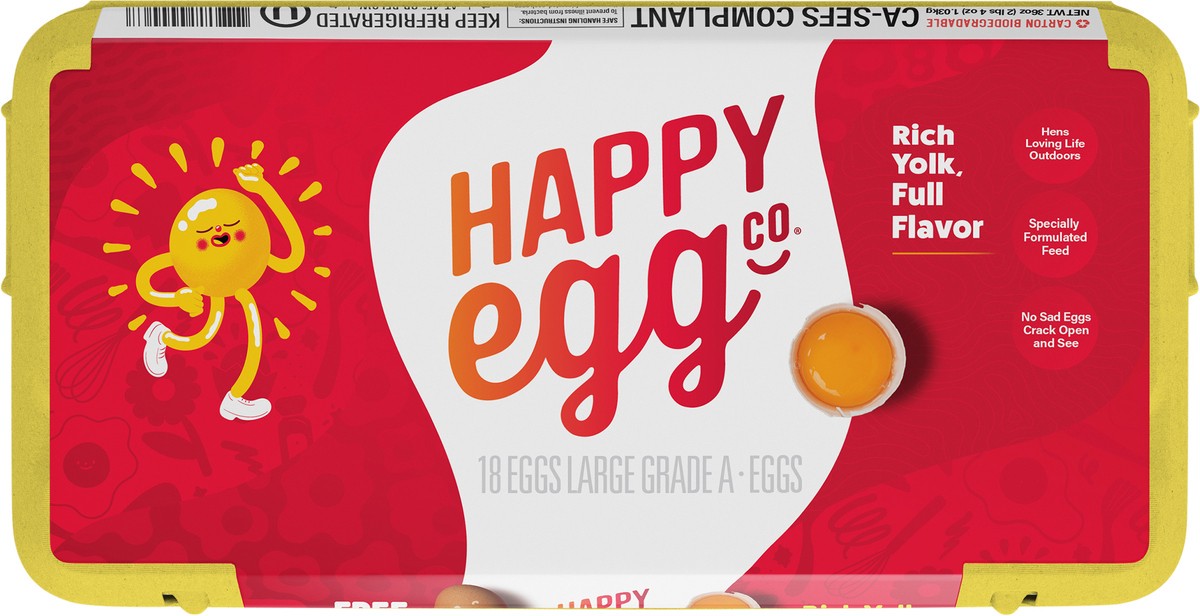 slide 4 of 4, Happy Egg Co. Free Range Large Brown Eggs, 18 ct