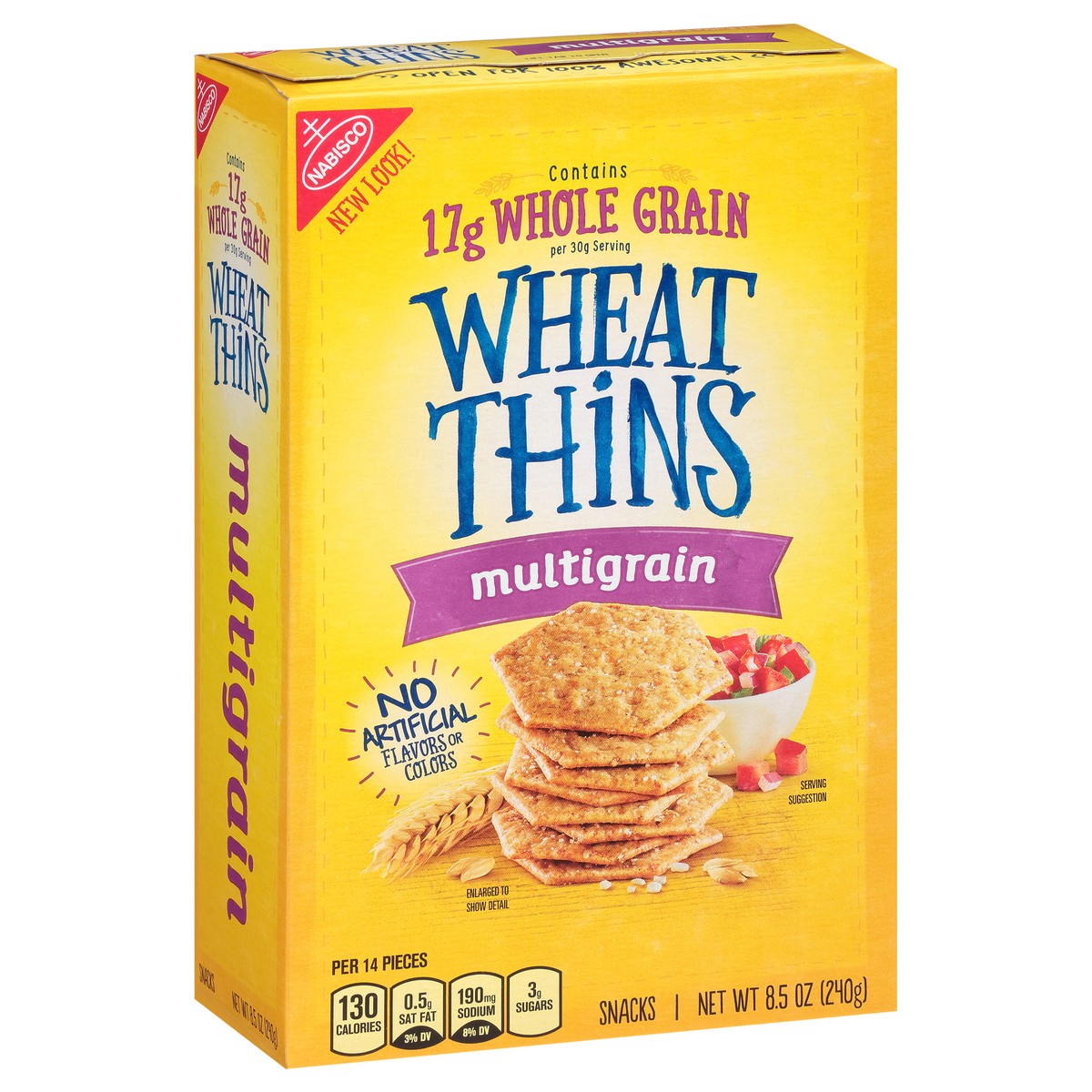 slide 2 of 9, Wheat Thins Multigrain Whole Grain Wheat Crackers, 8.5 oz, 0.53 lb