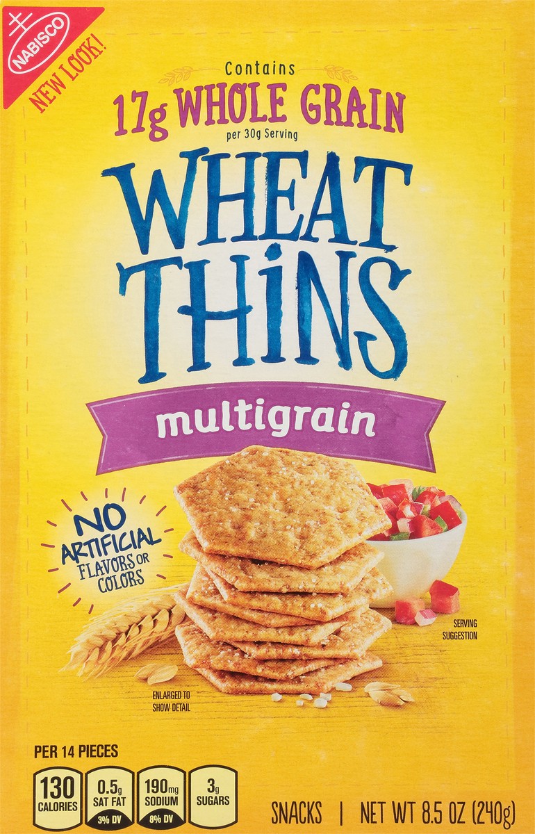 slide 6 of 9, Wheat Thins Multigrain Whole Grain Wheat Crackers, 8.5 oz, 0.53 lb