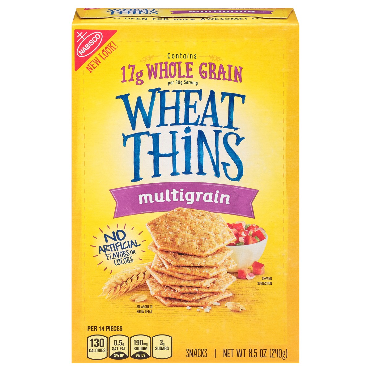 slide 1 of 9, Wheat Thins Multigrain Whole Grain Wheat Crackers, 8.5 oz, 0.53 lb