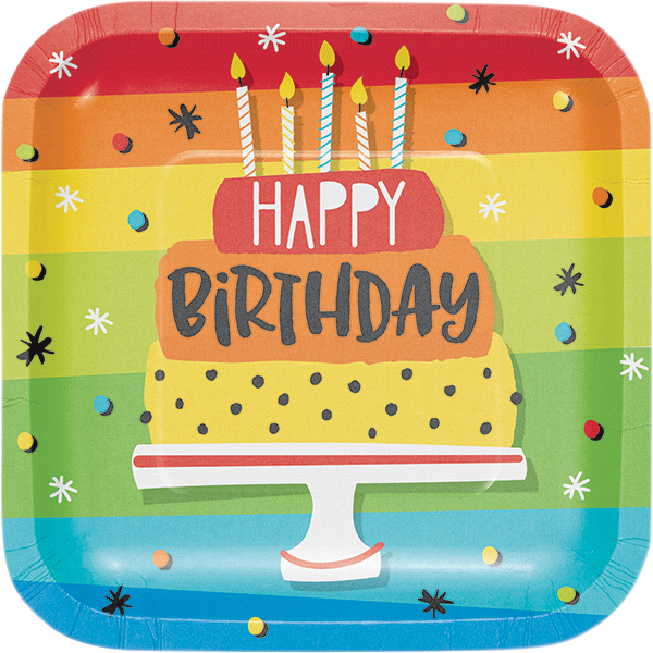 slide 1 of 1, Creative Converting Hoppin' Birthday Cake Lunch Plates, 8 ct