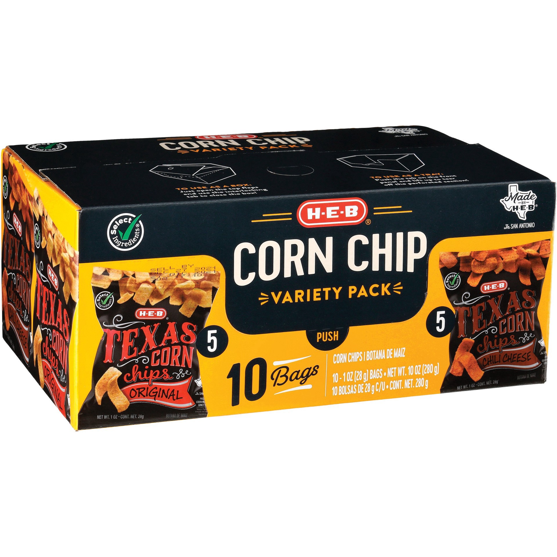 slide 1 of 1, H-E-B Texas Corn Chips Variety Pack 1 oz Bags, 10 ct