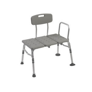 slide 1 of 1, Drive Medical Plastic Tub Transfer Bench With Adjustable Backrest, 1 ct