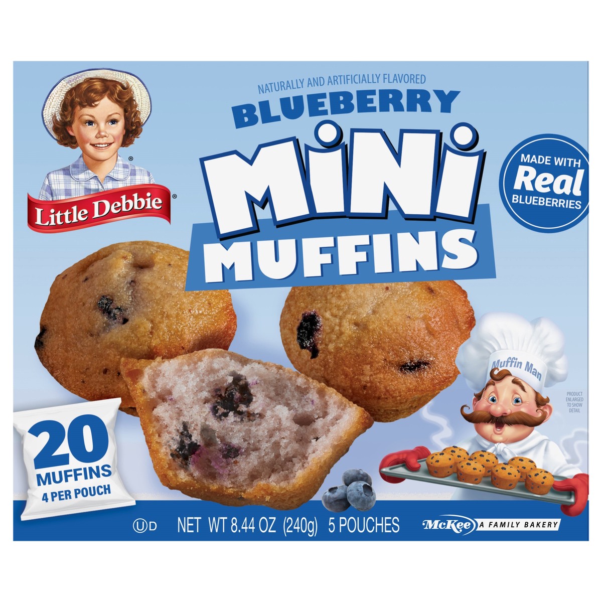 slide 1 of 40, Little Debbie Snack Cakes, Little Debbie Family Pack Mini Muffins (Blueberry), 5 ct