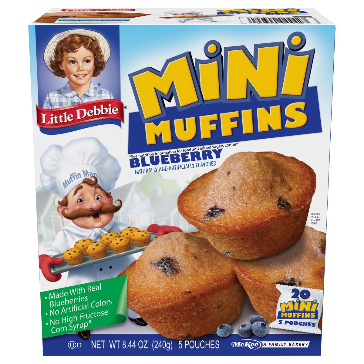 slide 1 of 40, Little Debbie Snack Cakes, Little Debbie Family Pack Mini Muffins (blueberry), 8.44 oz