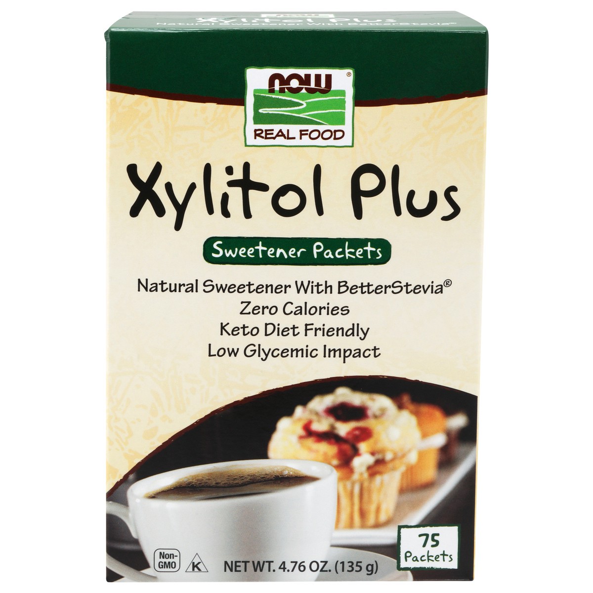 slide 1 of 3, NOW Natural Foods Xylitol Plus - 75 Packets, 75 ct
