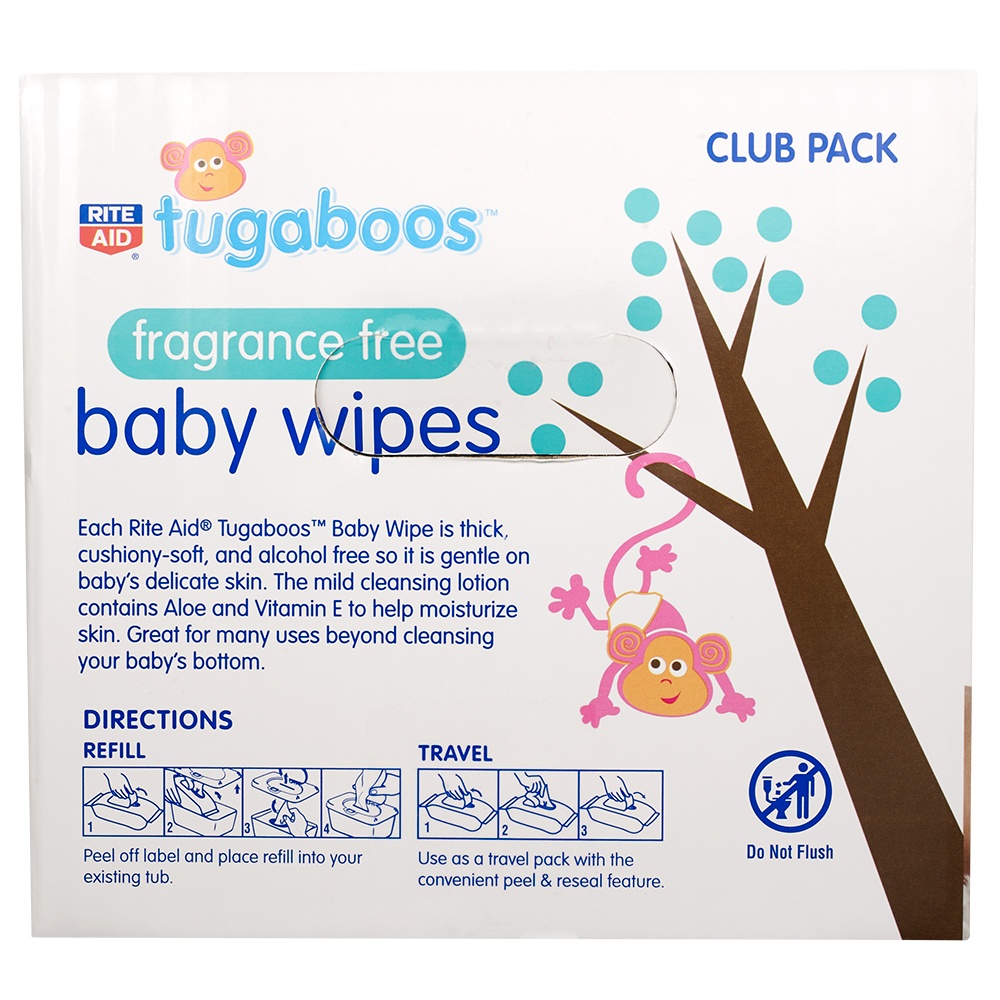 slide 2 of 3, Rite Aid Tugaboos Baby Wipes Refill, Fragrance Free, 360 ct