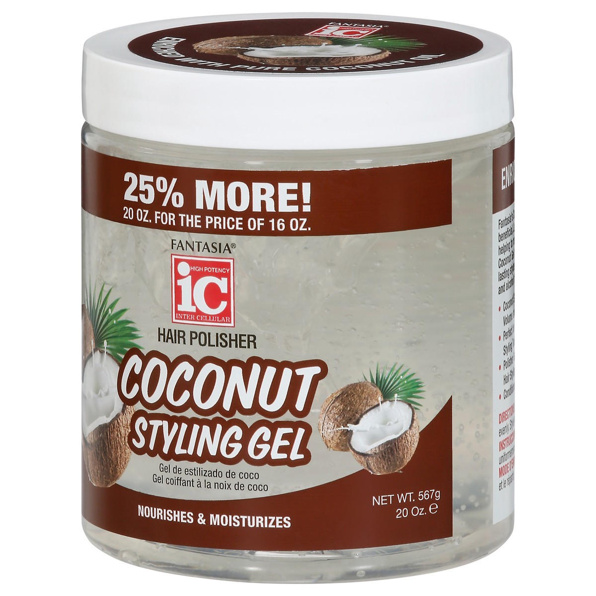 slide 6 of 11, Fantasia IC Hair Polisher Coconut Styling Gel 20 oz, 20 oz
