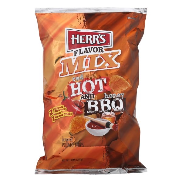slide 1 of 1, Herr Foods Inc. Hot & Honey Bbq Flavor Mix Potato Chips, 9 oz