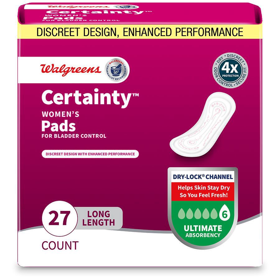 slide 1 of 5, Walgreens Certainty Women's Bladder Control Pads, 27 ct