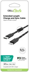 CellCandy Extended Length Charge and Sync Cable - Black - Gray, 6.5 ft