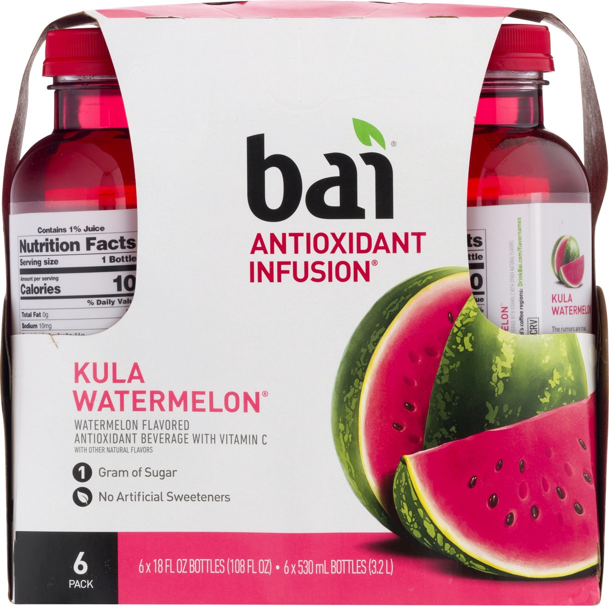 slide 10 of 13, Bai Infusion Kula Watermelon 6Pk, 108 fl o