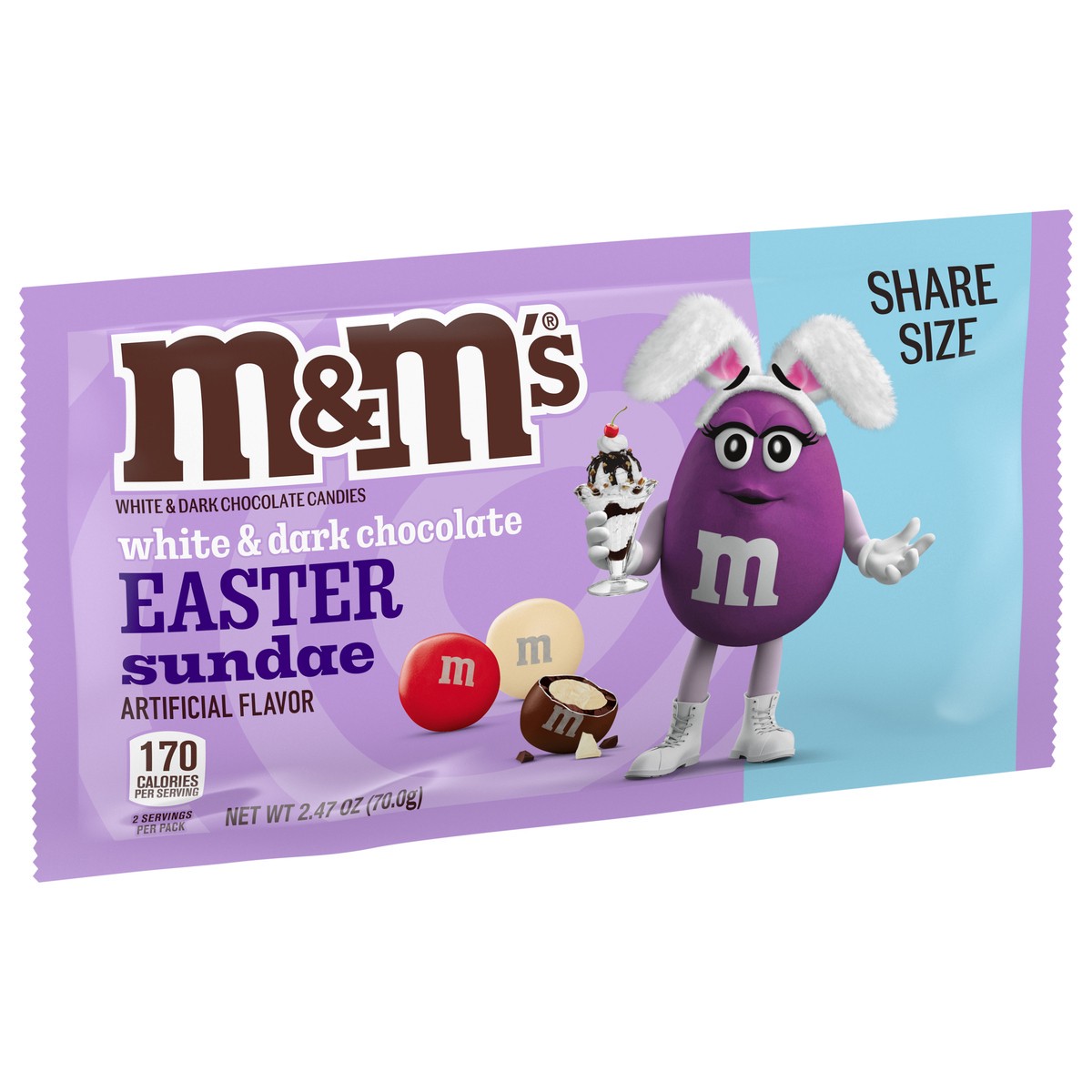 slide 4 of 13, M&M's Easter Sundae White Chocolate & Dark Chocolate Easter Candy, 2.47 Oz. Bag, 2.47 oz