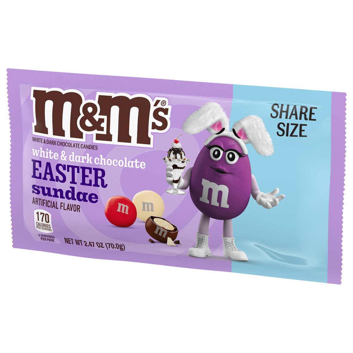 slide 7 of 13, M&M's Easter Sundae White Chocolate & Dark Chocolate Easter Candy, 2.47 Oz. Bag, 2.47 oz