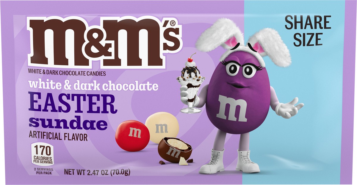 slide 5 of 13, M&M's Easter Sundae White Chocolate & Dark Chocolate Easter Candy, 2.47 Oz. Bag, 2.47 oz