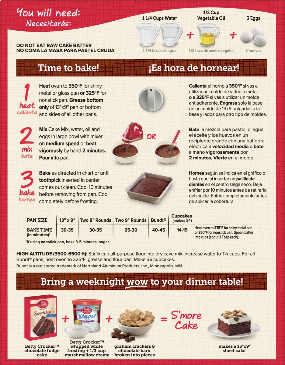 slide 5 of 9, Betty Crocker Super Moist Chocolate Fudge Cake Mix, 15.25 oz, 15.25 oz