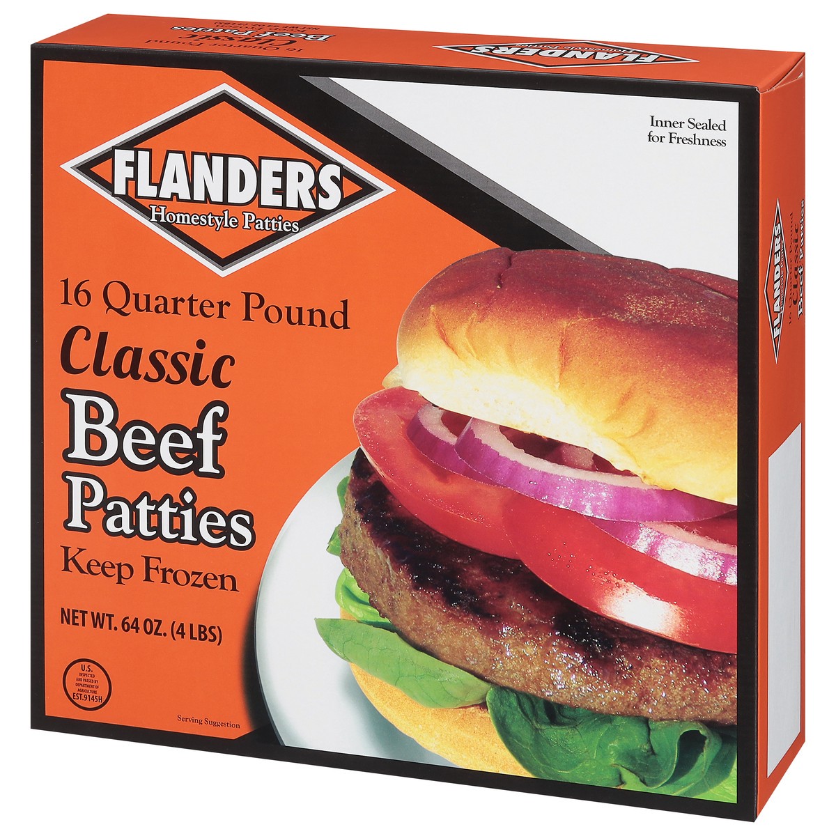 slide 6 of 11, Flanders Classic Quarter Pound Beef Patties 16 ea, 16 ct