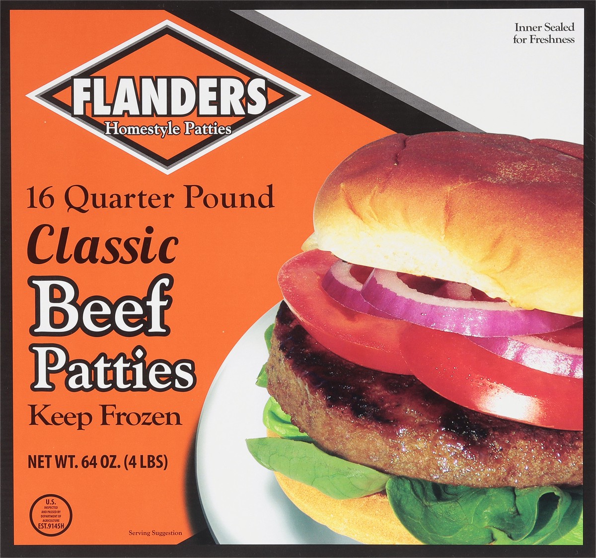 slide 11 of 11, Flanders Classic Quarter Pound Beef Patties 16 ea, 16 ct