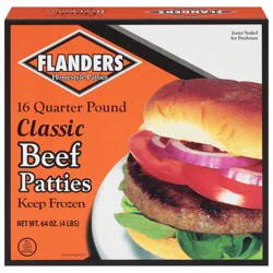 Flanders Classic Quarter Pound Beef Patties 16 ea