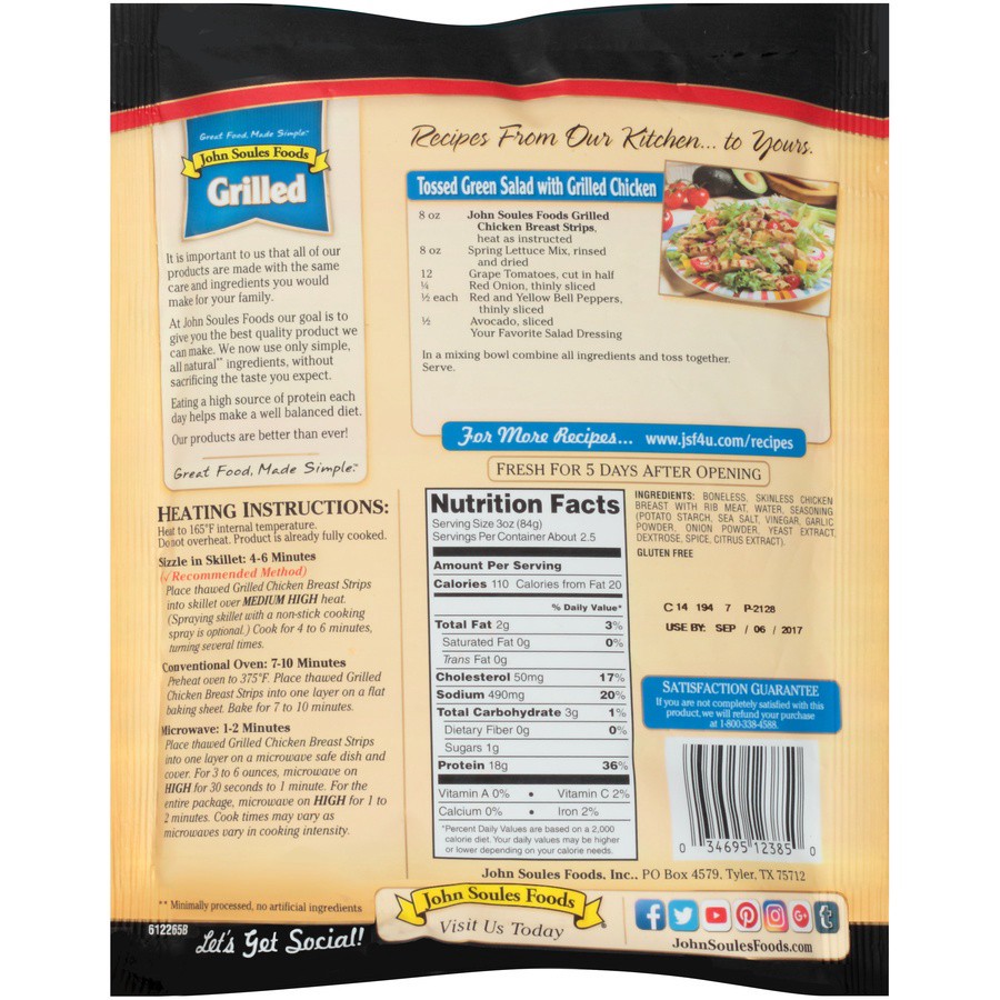 slide 4 of 6, John Soules Foods Flame Grilled Chicken, 8 oz, Refrigerated, 8 oz