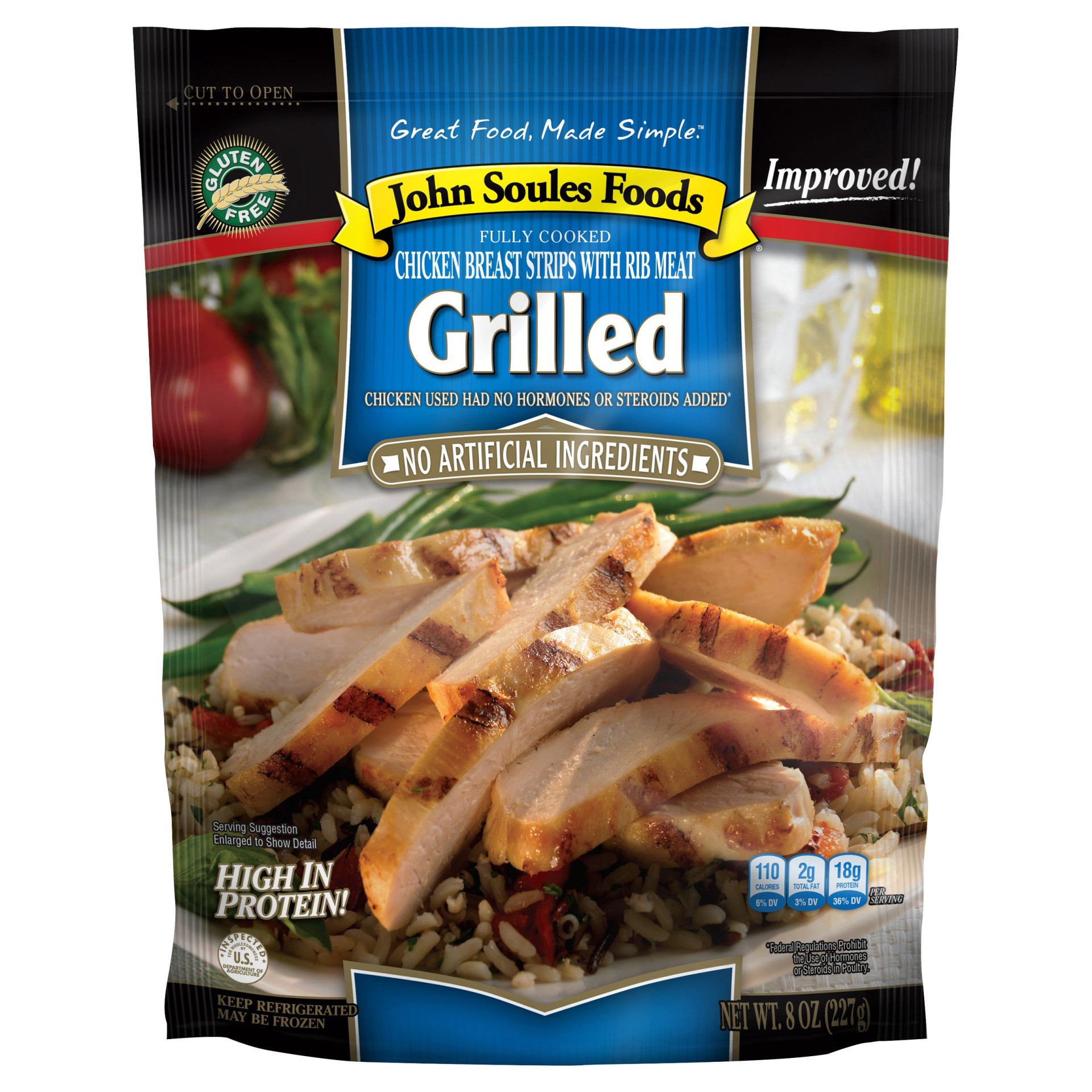 slide 1 of 6, John Soules Foods Flame Grilled Chicken, 8 oz, Refrigerated, 8 oz