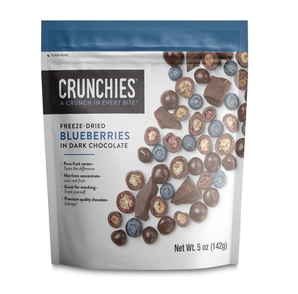 slide 1 of 1, Crunchies Dark Chocolate Blueberries, 5 oz