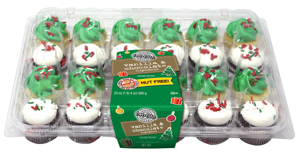 slide 1 of 1, Two-Bite Christmas Cupcakes - Assorted, 24 ct