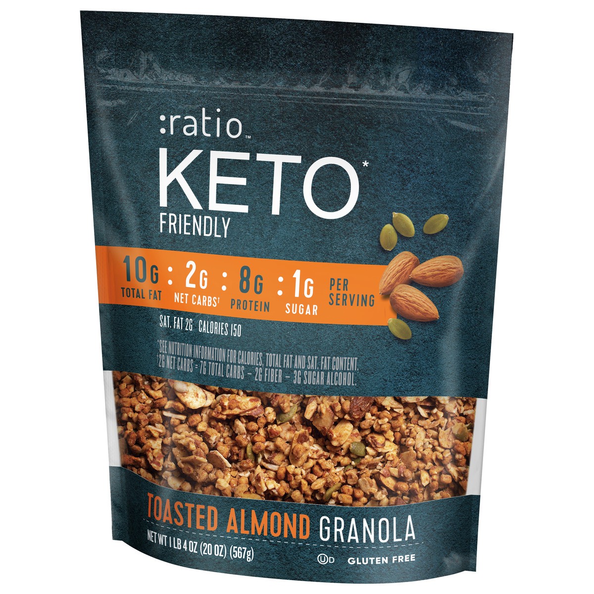 slide 6 of 13, :ratio Toasted Almond Granola, 20 oz, 