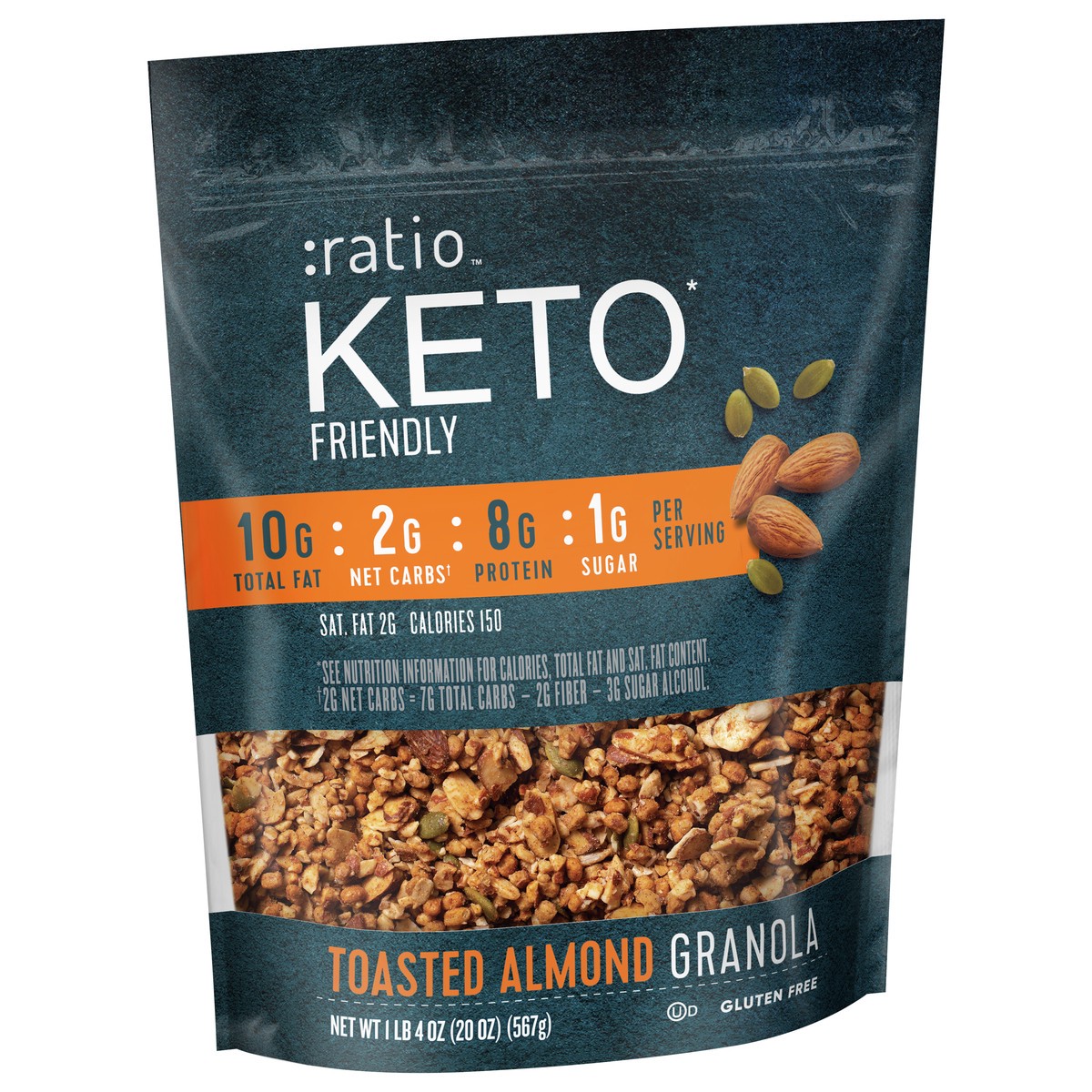 slide 9 of 13, :ratio Toasted Almond Granola, 20 oz, 