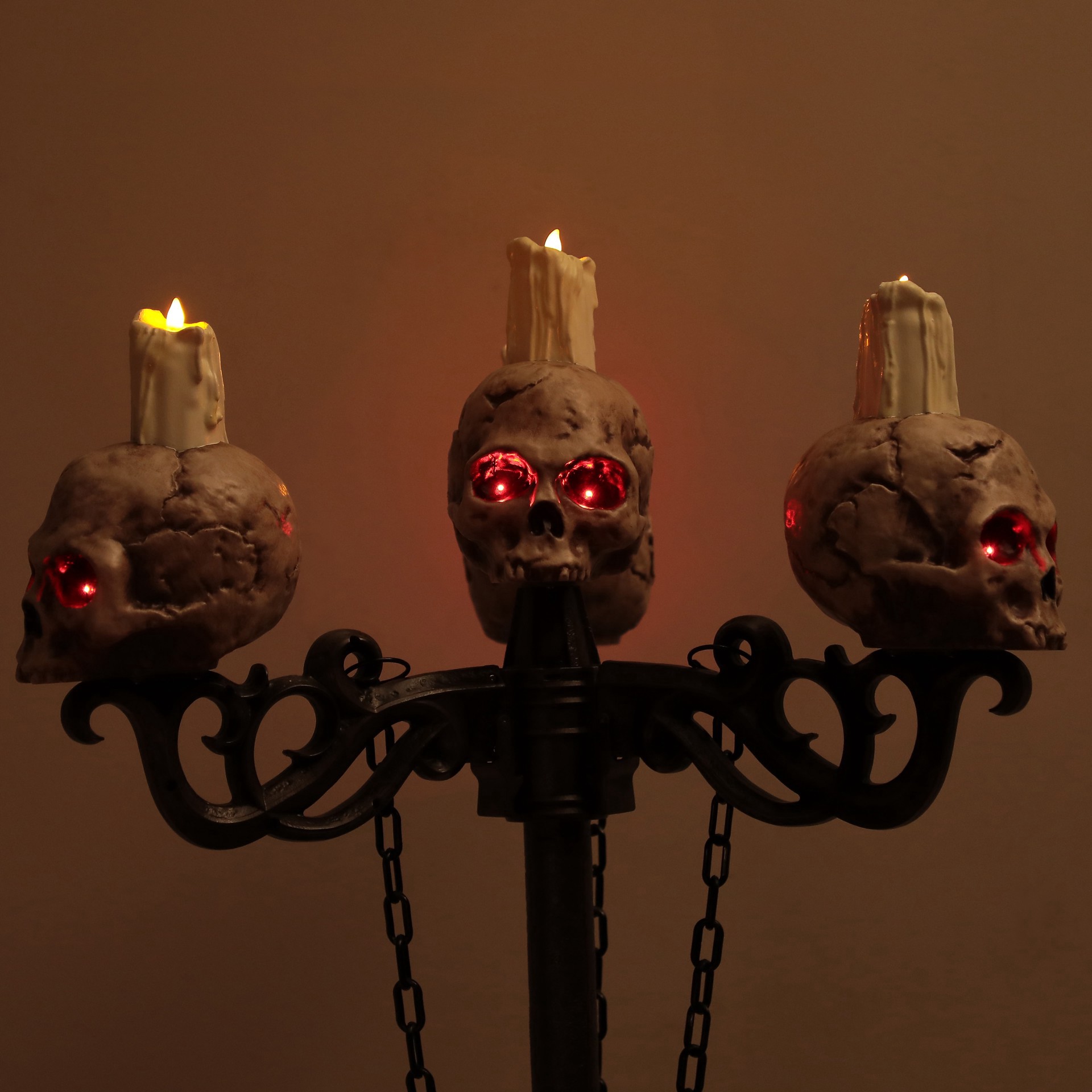 slide 3 of 7, 3-In-1 Lighted Skull Candelabra By Ashland, 5 ft